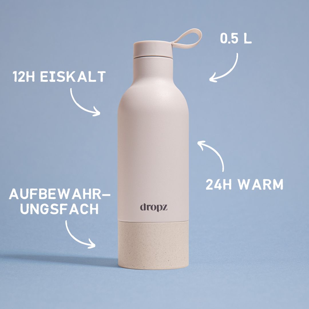 dropz Flasche weiss - 0.5 L mit Aufbewahrungsfach